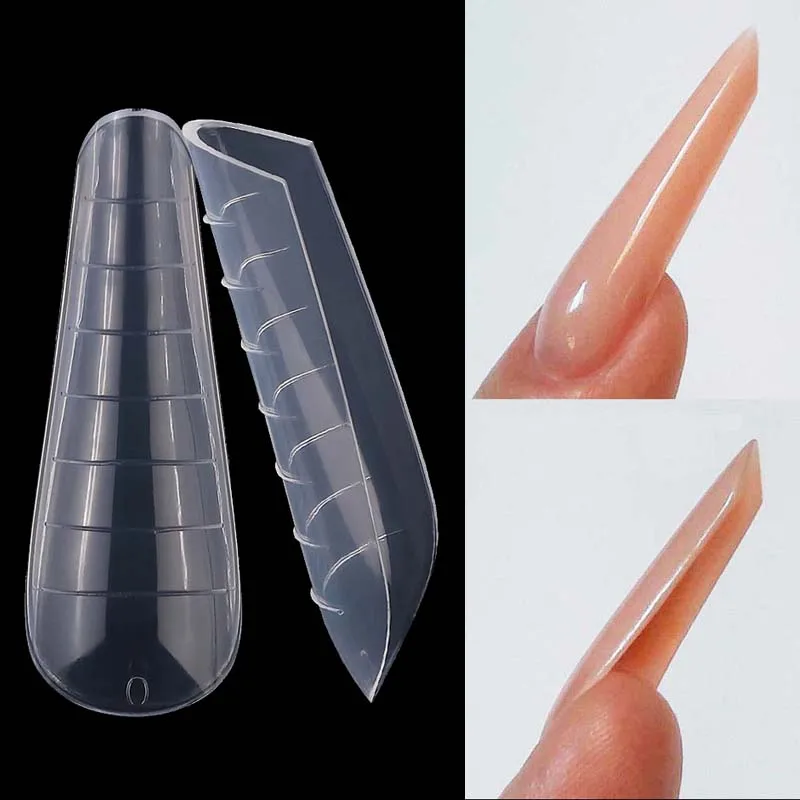 120Pcs Russia Almond Dual Forms Quick Building Gel Extension Tips Mold System Full Cover Nail Top Forms Art Tools