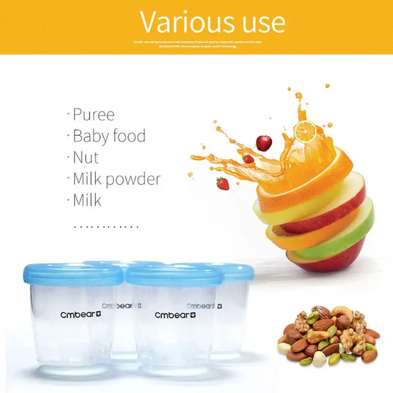 4 Pcs Baby Jars with Lids Freezer Storage Milk Powder Container Reusable Small PP Baby Containers 40JC