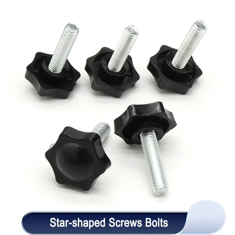 

5/10pcs M4 M5 M6 M8 M10 M12 Hand Knob Screws Bolt Plastic Star Shape Head Thread Clamping Thumb Handle Machine Screw