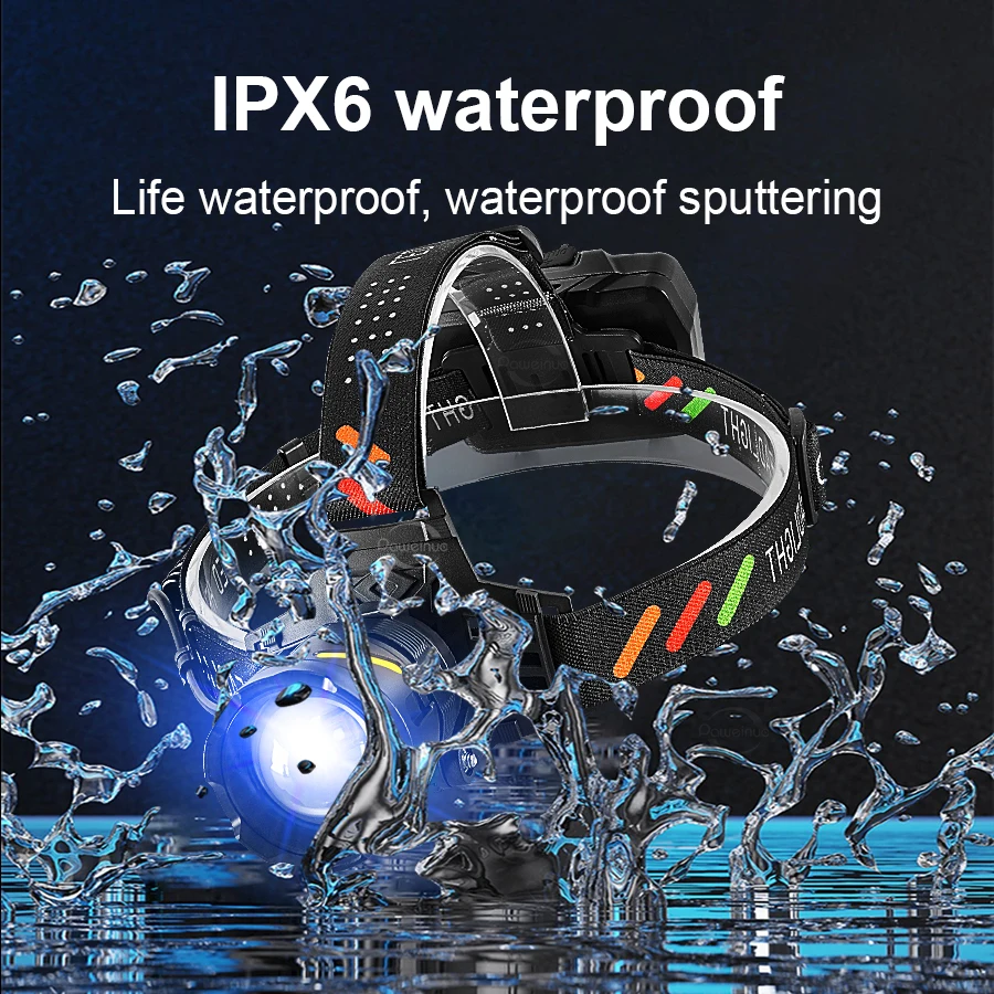 90000000LM Most Powerful LED Headlamp Ultra Bright 4500M Head Flashlight Rechargeable Head Torch Fishing Hunting Headlight 18650