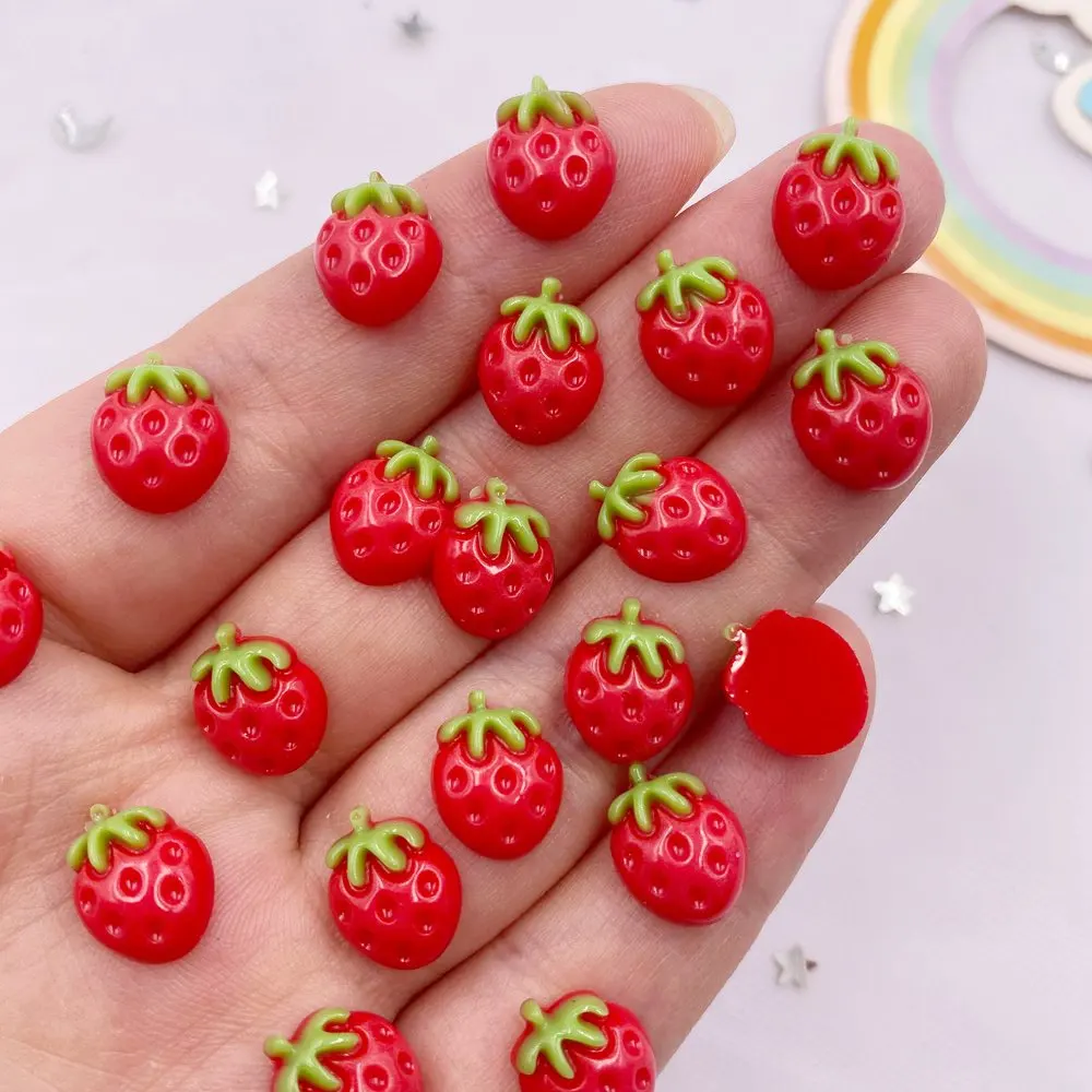 50pcs Resin Mini Colorful lovely Strawberry Art Nails Flatback Stone Applique DIY Scrapbook Earring Decor Accessories Crafts SL8