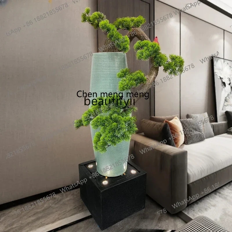 

K182K182xz1Welcome Pine Flowing Water Ornaments New Classical Chinese Study Waterscape Decoration Ceramic Vase Circulating Water