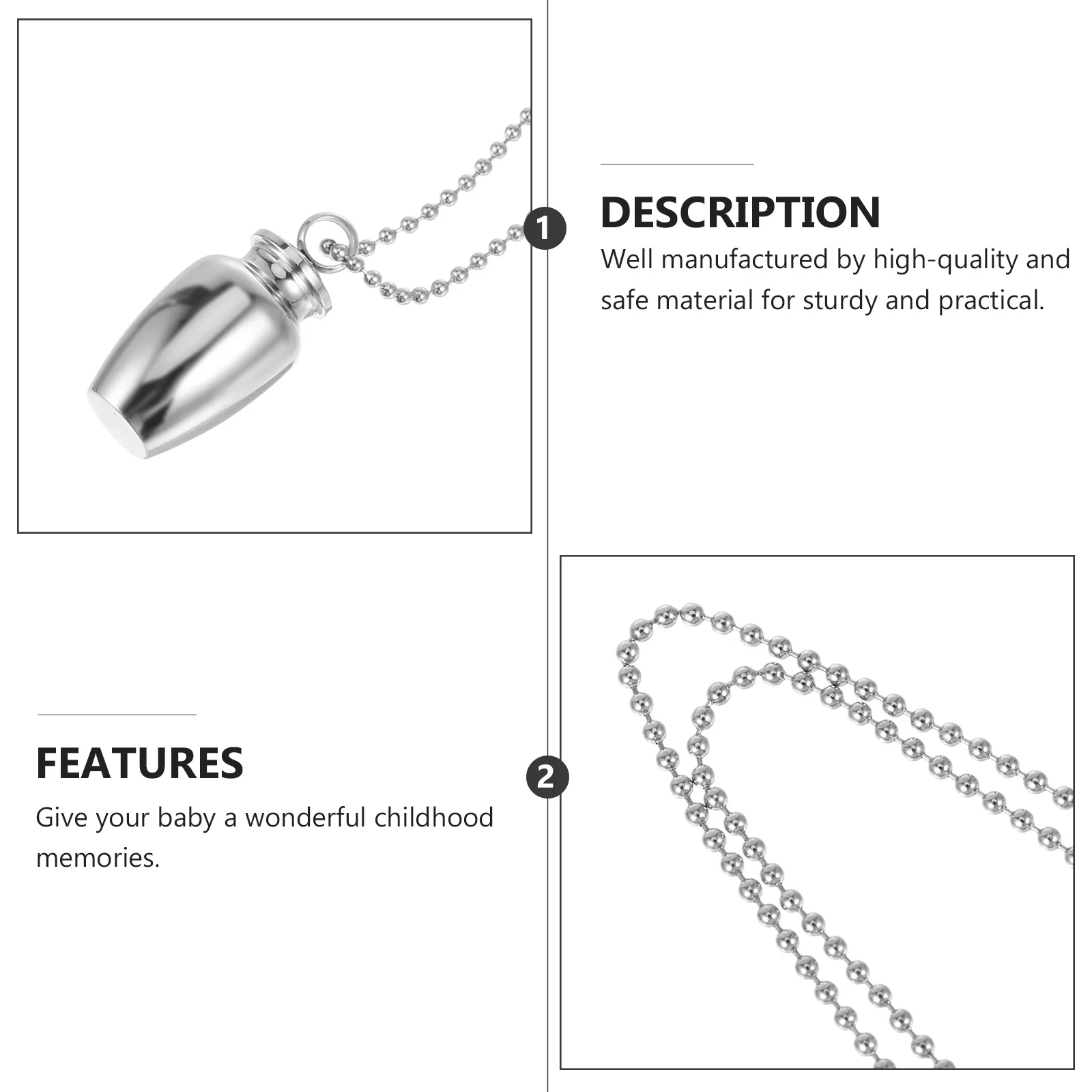 

Baby Milk Tooth Holder Necklace Premium Crafted Safe Skin-Friendly Keepsake for Toddler Teeth Pet Hair Lanugo Perfume Oil