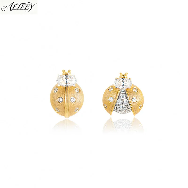AETEEY Brushed Seven-Star Ladybug Stud Earrings Light Luxury Delicate Minimal Women Ear Jewelry