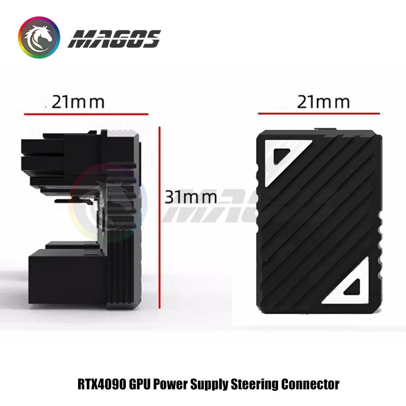 RTX4090 PSU 12VHPWR Adapter GPU Steering Connector 16Pin 16P ATX3.0 600W Elbow 12+4Pin Wiring Artifact Black/Silver