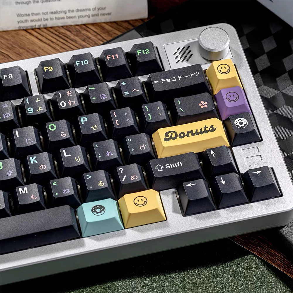 136keys Blueberry Donut Key caps Cherry Profile Sublimation PBT Japanese Keycaps for Woorting Mechanical Keyboard Custom Keycap