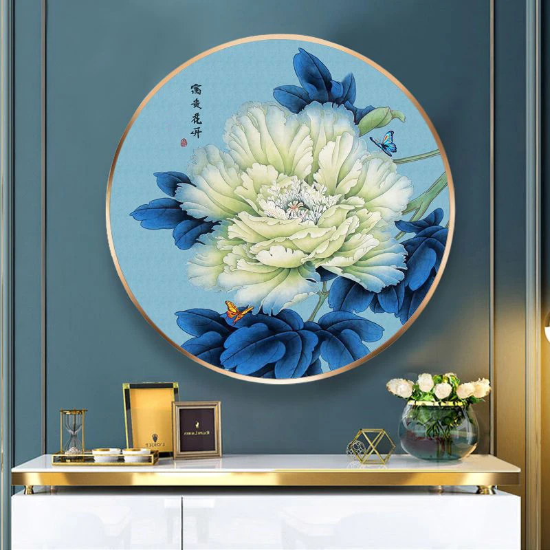 

Набор для вышивания крестиком «Синий пион»: современный, простой, из хлопковой ткани, с цветочным узором «Цветы процветания», для гостиной.