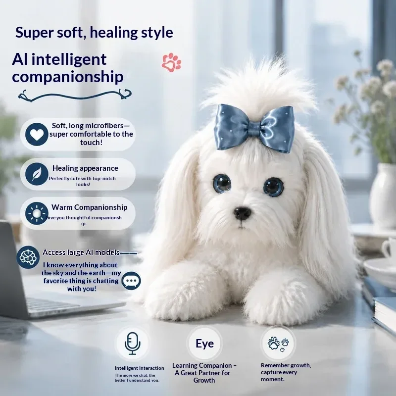 AI Bionic Dog Toy Smart Voice Chat Interactive Companion Pet Soft Skin-friendly Material Cute Simulation Puppy Stuffed Doll