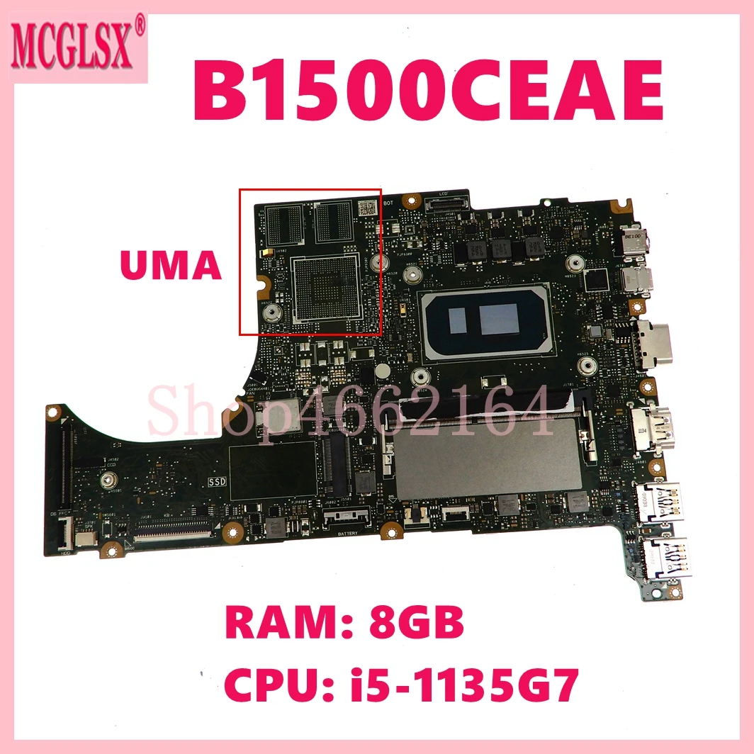 B1500CEAE With i5-1135G7 CPU 8GB-RAM Mainboard For ASUS B1500CEAE B1500C B1400C L1500C B1400CEPE Laptop Motherboard Tested OK