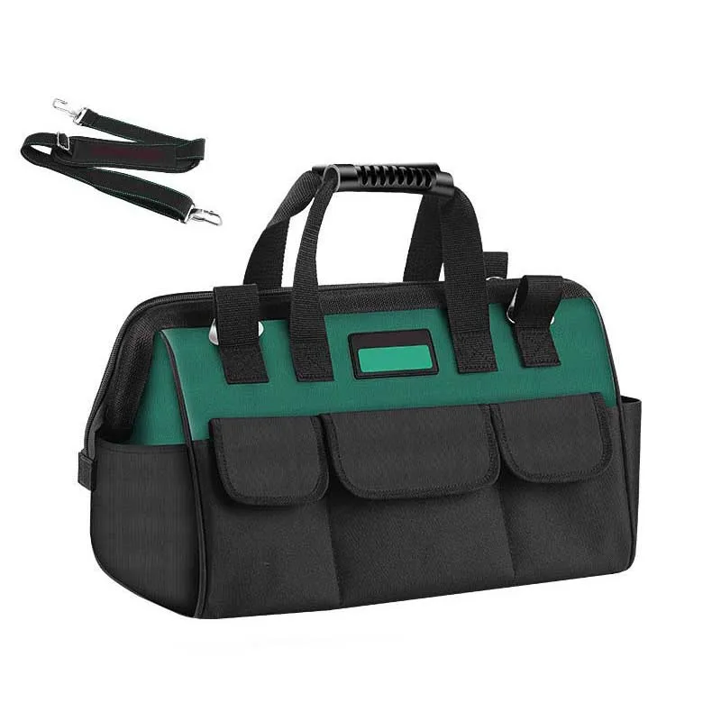 16 Inch Waterproof Tool Bag for Electricians 1680D Oxford Canvas with Dual Waterproof Layers and Reinforced Board