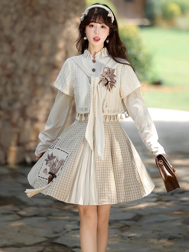 

Autumn Fruit Original Improved Hanfu Dress Set Women's Chinese Style Shawl Dress Sweet New Chinese Han Element Set