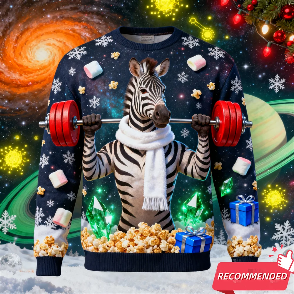 Kawaii Giraffe Zebra 3D Print Ugly Christmas Sweater For Women Clothes Fashion O-neck Men Sweatshirt Casual Autumn Pullovers﻿﻿﻿﻿