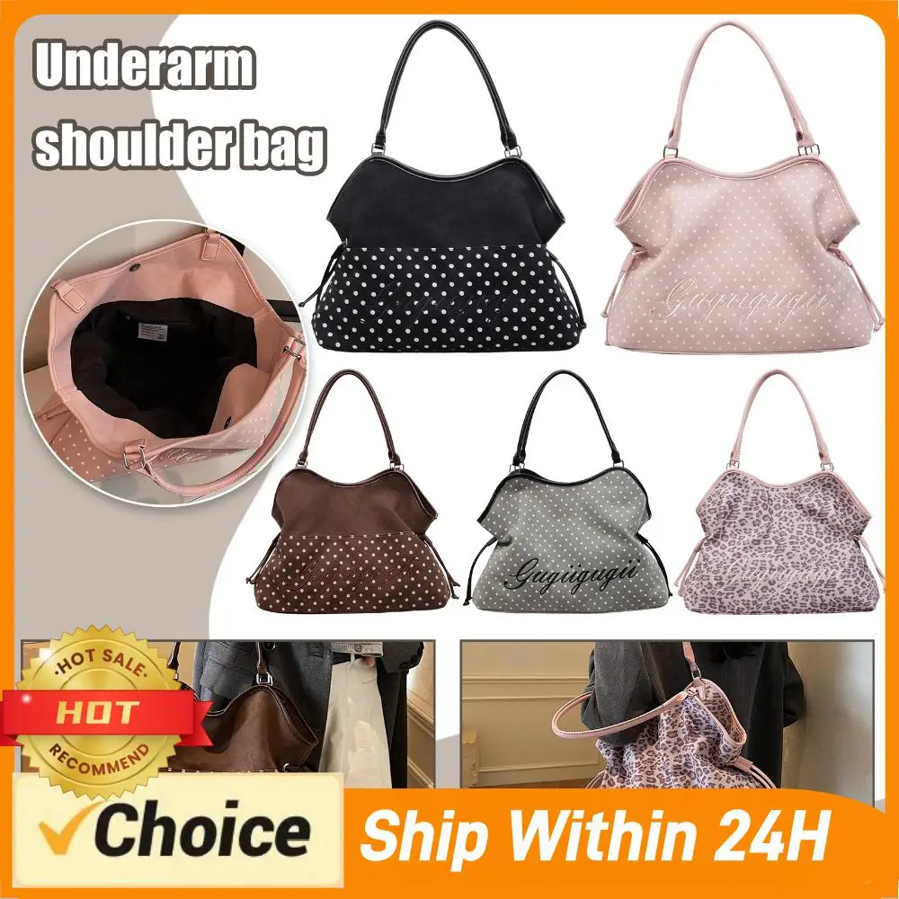 

Women Faux Suede Tote Bag Embroidery Underarm Bag for Work Shopping Travel Daily