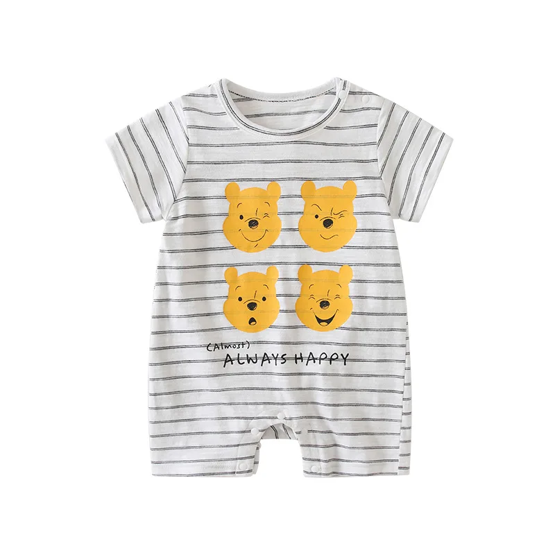 

MINISO Winnie The Pooh Summer Baby Boy Striped Onesie Jumpsuit Outdoor Outfit Infant Romper Soft Clothes 0-1 Years Bodysuits