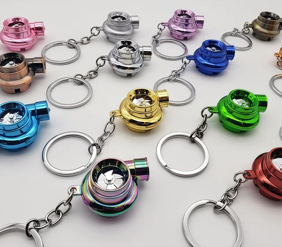 Porte-clés Turbo lumineux LED, accessoire de voiture, conception de turbocompresseur, moteur éclairé, cadeau pour automobile