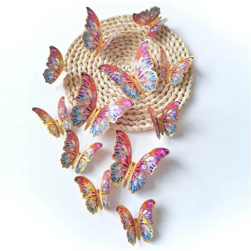 جدار ثلاثي الأبعاد - 24 قطعة ديكورات للحفلات وأعياد الميلاد والغرفة والخزانة - ملصقات جدارية وحرف يدوية