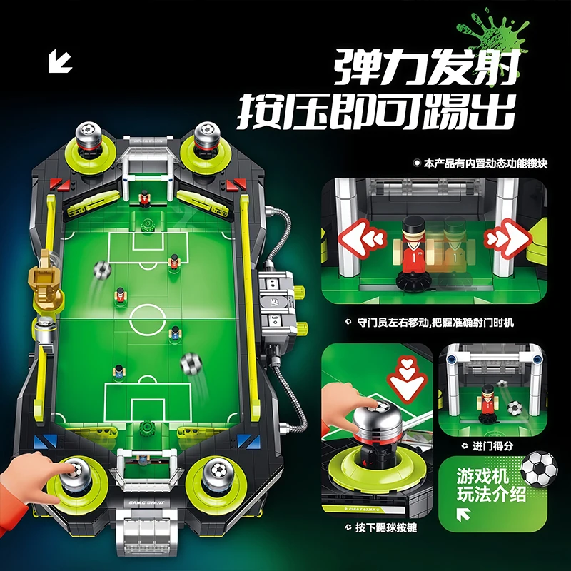 Consola de juegos de fútbol XZ0010 de lujo, bloques de construcción, Ideas creativas de potencia, máquina de juego de batalla, ladrillo, juguete DIY, regalo de cumpleaños para niños