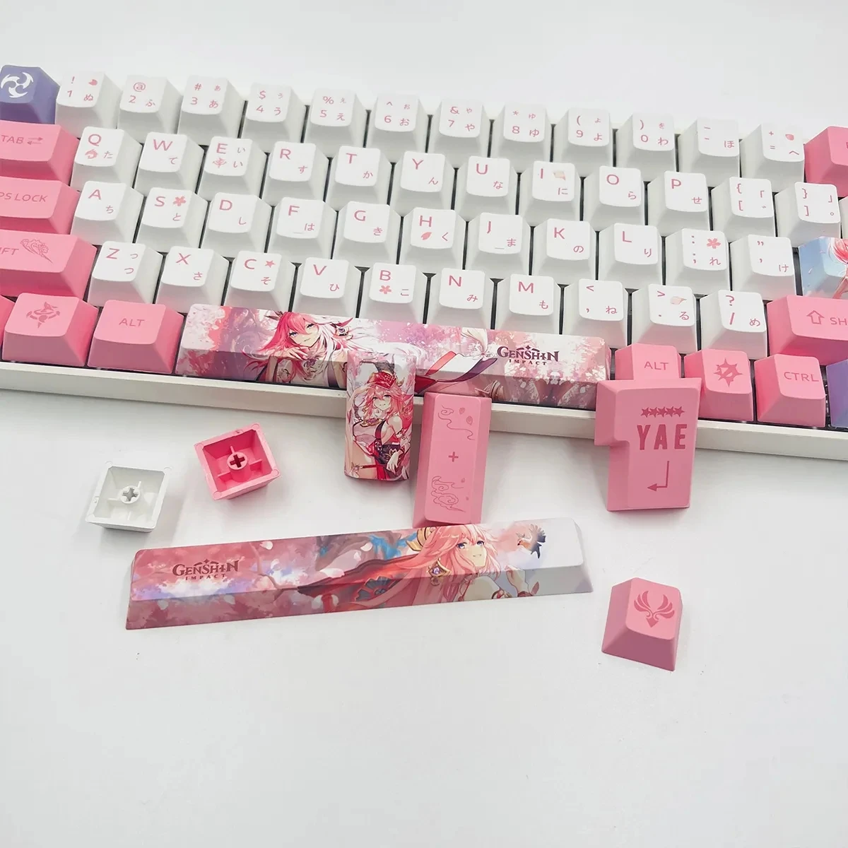 Aksesoris Anime Beauty Yae Miko Keycaps Game Genshin Impact Keycaps Dekorasi Keyboard Cherry High Cosplay Keycap