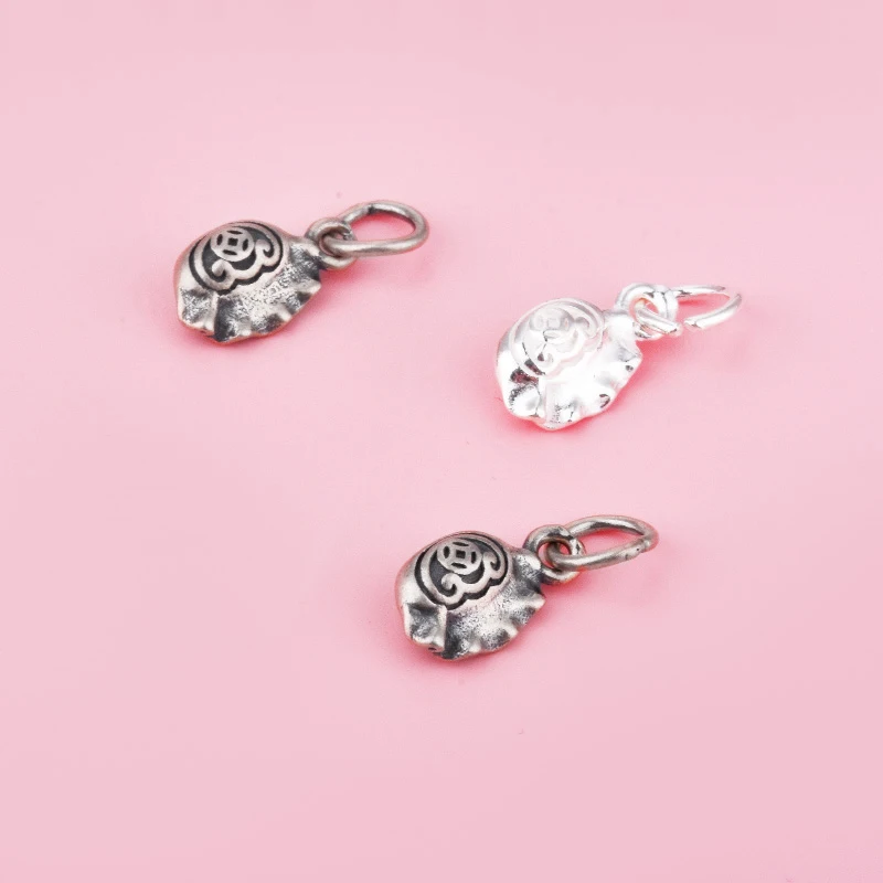 S925 sterling silver dumpling copper coin pendant crystal pearl bracelet dumpling pendant DIY handmade accessory ear access