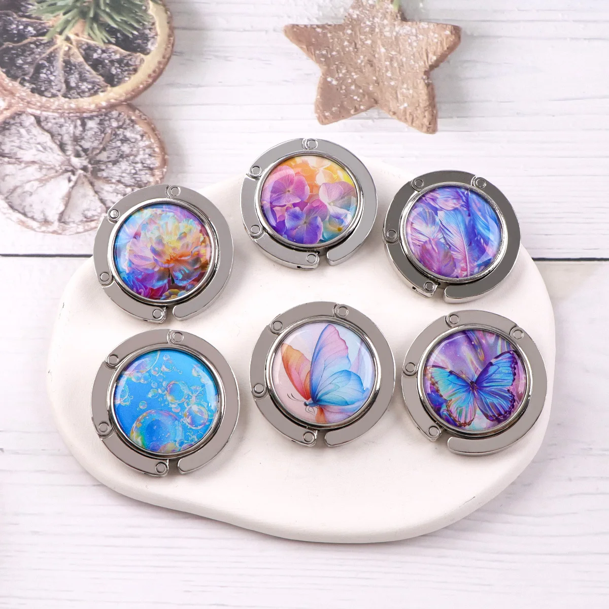Bright Pattern Foldable Magnetic Hooks Pretty Desktop Cabinet Metal Pegs Office Home Hanging Buckle Backpack Hook Fashion Gifts