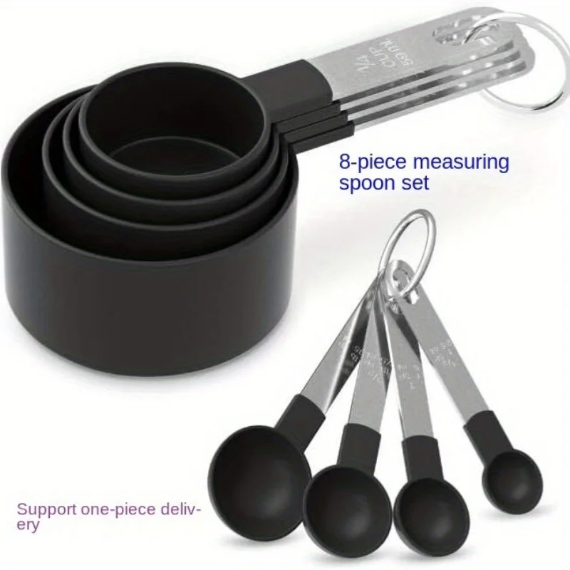 8-Piece Stainless Steel Measuring Cup and Spoon Set with Graduated Measurements, Food-Contact Safe for  Brewing and Wine Making