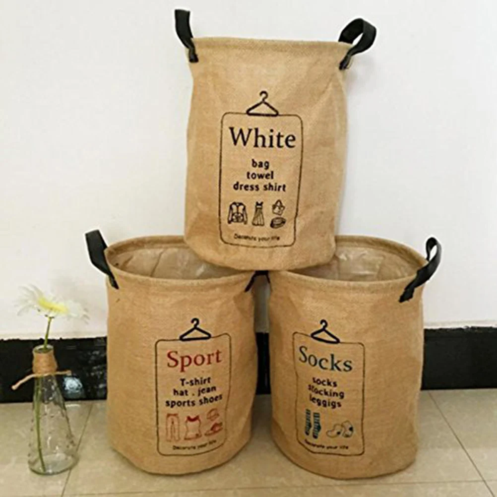 

Cotton Linen Storage Basket Foldable Laundry Organizer With 2 Compartments Space Saving Bin For Clothes Storage