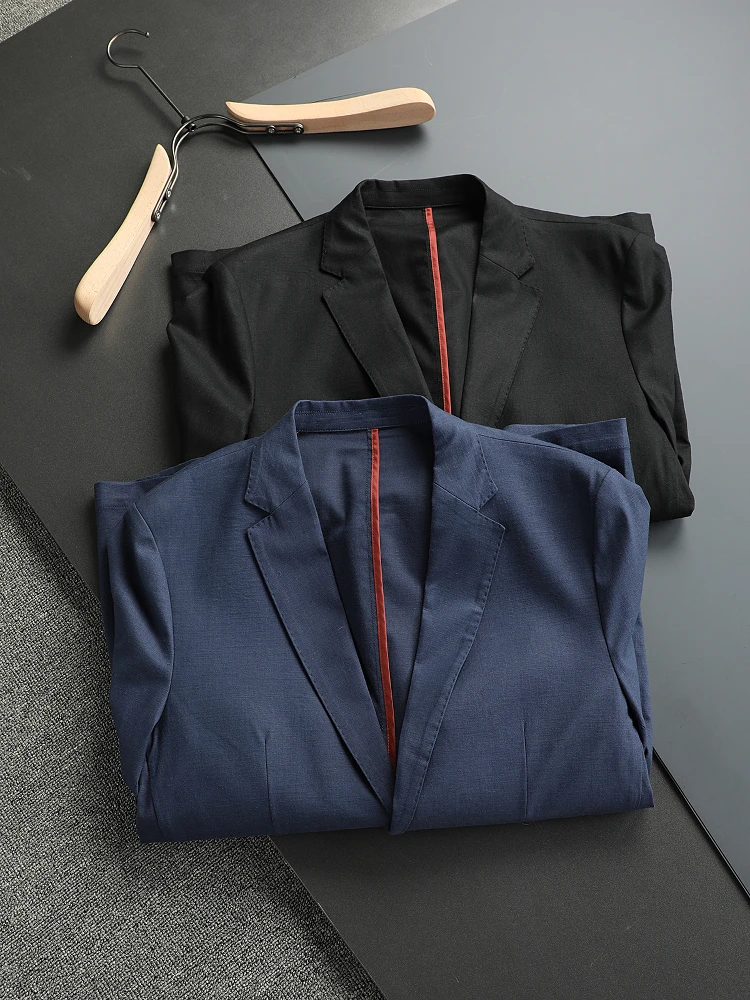 Abito di lino casual da uomo di nuovo arrivo primaverile Jaet Cappotto lungo Sve slim fit di fascia alta Bae ricamato a due bottoni