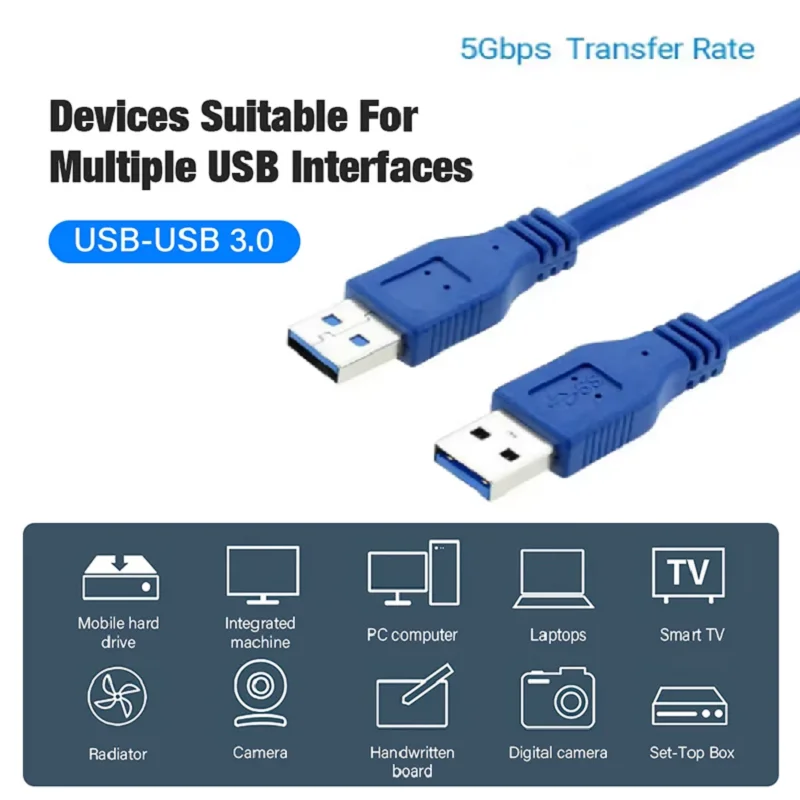 USB 3.0 Extension Cable USB A Male to Male Cord USB 3.0 2.0 Extender Cord Fast Data Transmission Cable For Hard Drive Radiator