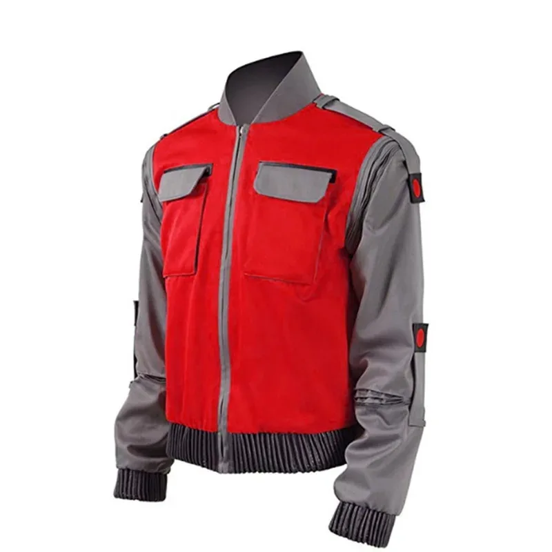 

qa156Mens Costume Zipper Jacket Marty Mcfly Cosplay Coat for Halloween Christmas Party