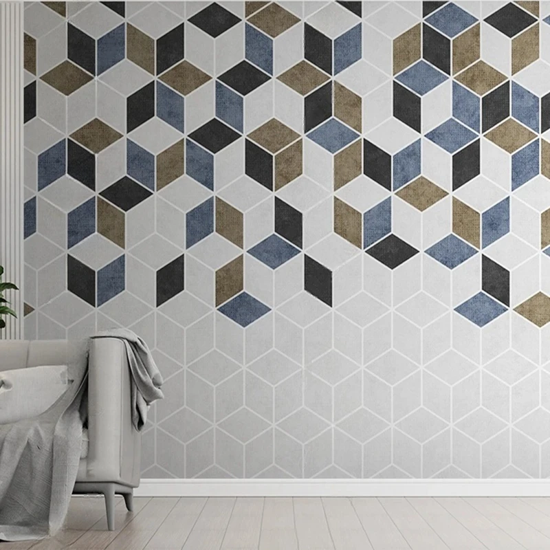 Abstract Custom 3D Stereo Mural Space Geometric Pattern Wallpaper Wall Art Painting Background For Living Room Wall Coverings