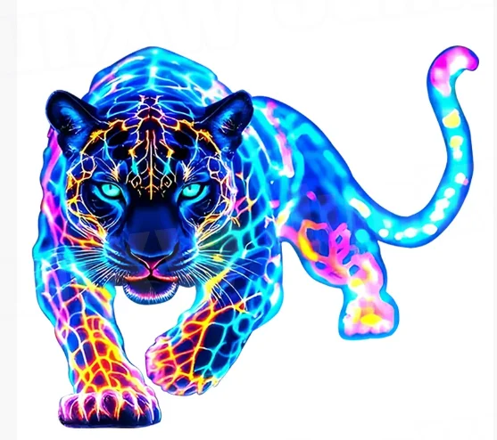 

1PC Vibrant Neon Leopard Motorcycle Stickers Waterproof for Scooter Fuel Tank Front Fairing Vinyl Decals Car Window Decoration