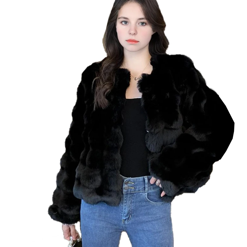 

Fur jacket women's winter young thickened eco-fur imitation rabbit fur jacket short