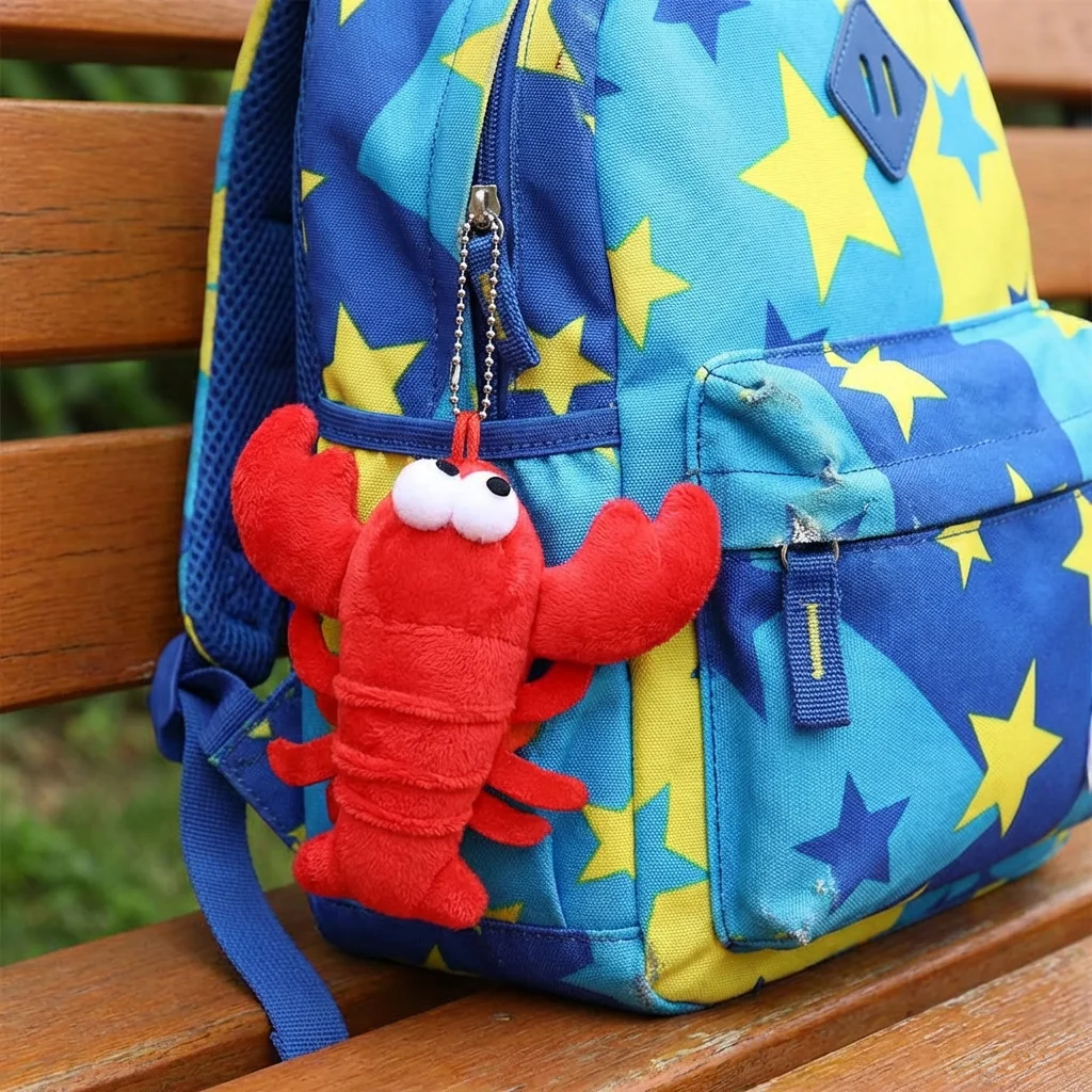 Kawaii 14*17cm Red Lobster Crayfish Stuffed Animal Car Key Accessories  Keychains Bag Pendant Stuffed Keychain Keyring