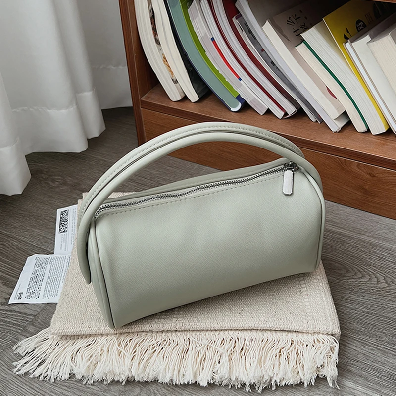 Bolso de mano tipo clutch Trend Lady Day para mujer, bolso de hombro cruzado pequeño con forma de barril, bolso de cuero PU liso para mujer, color morado