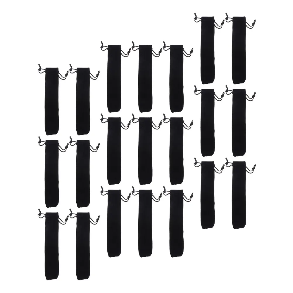 100Pcs Black Drawstring Pen Pouch Small Portable Pen Bag Lightweight Pencil Case Useful Writing Tool Organizer Korean School