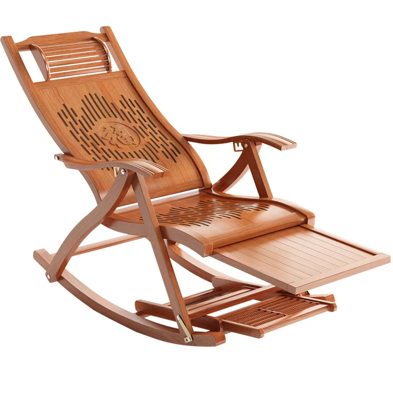 

Adults Folding Easy Lounger Home Balcony Nap Lazy Leisure Elderly Bamboo Rocking Chair