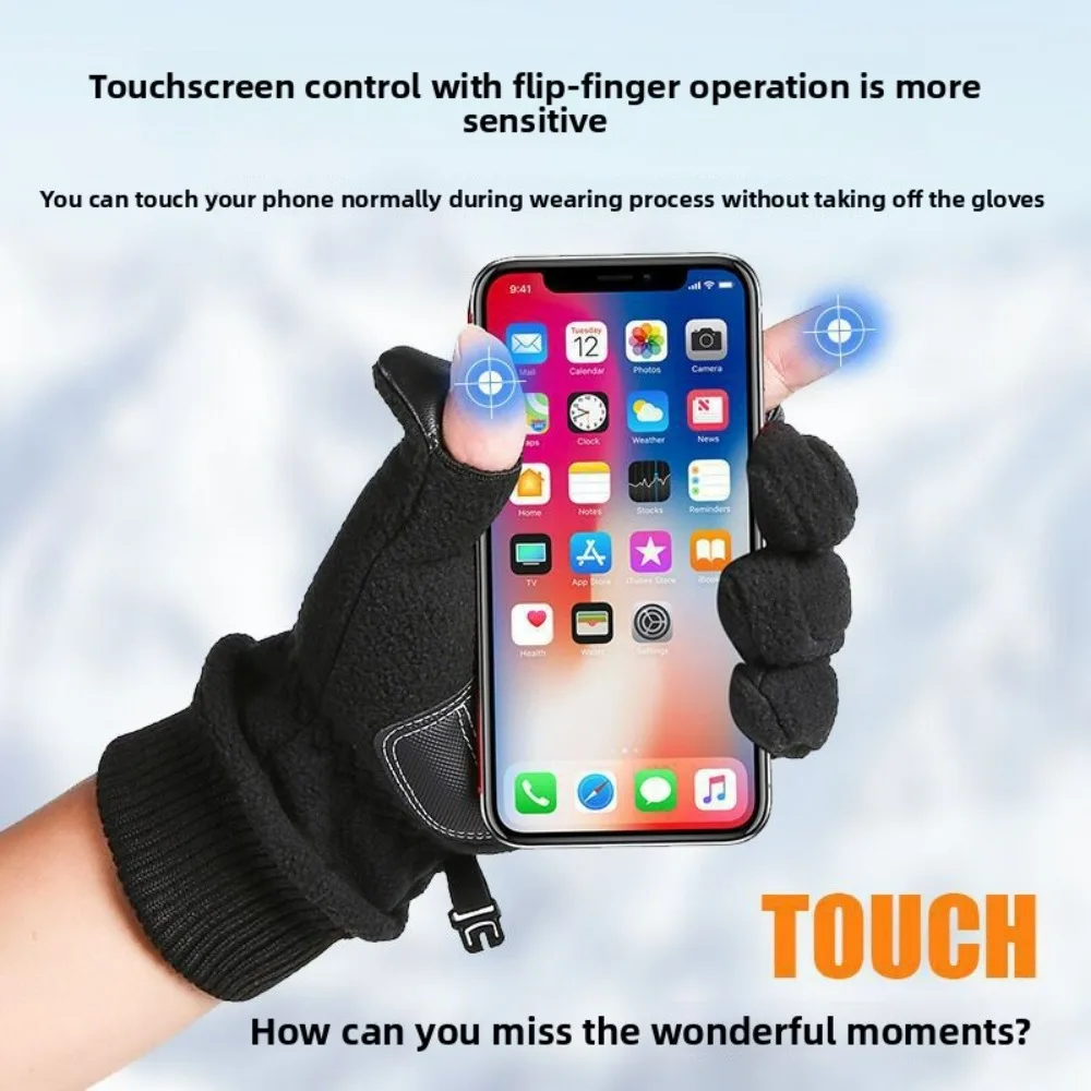 Men's Autumn & Winter Fleece-Lined Warm Durable & Waterproof Gloves - for Skiing Cycling Outdoor Sports & Motorcycle Riding