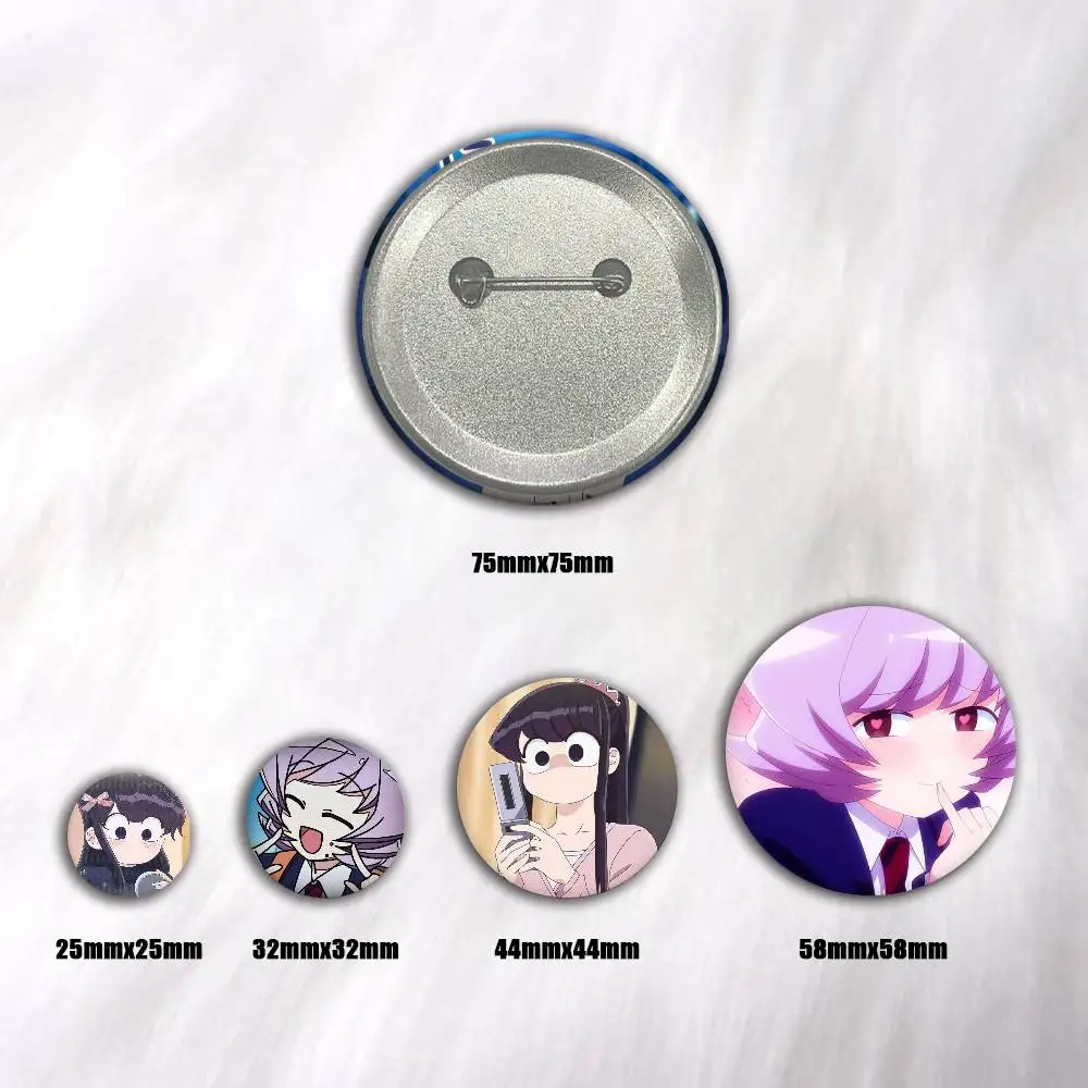 A-Komi Can't Communicate Cartoon Round Brooches On Backpack Jacket Acrylic Button Pins Collection Gifts