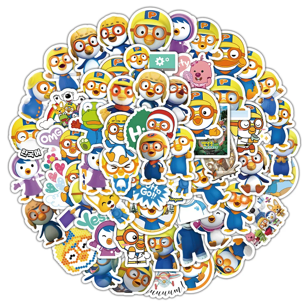 50pcs New Pororo Personalized Creative DIY Handbook Stickers Mobile Phone Skateboard Decoration Stickers