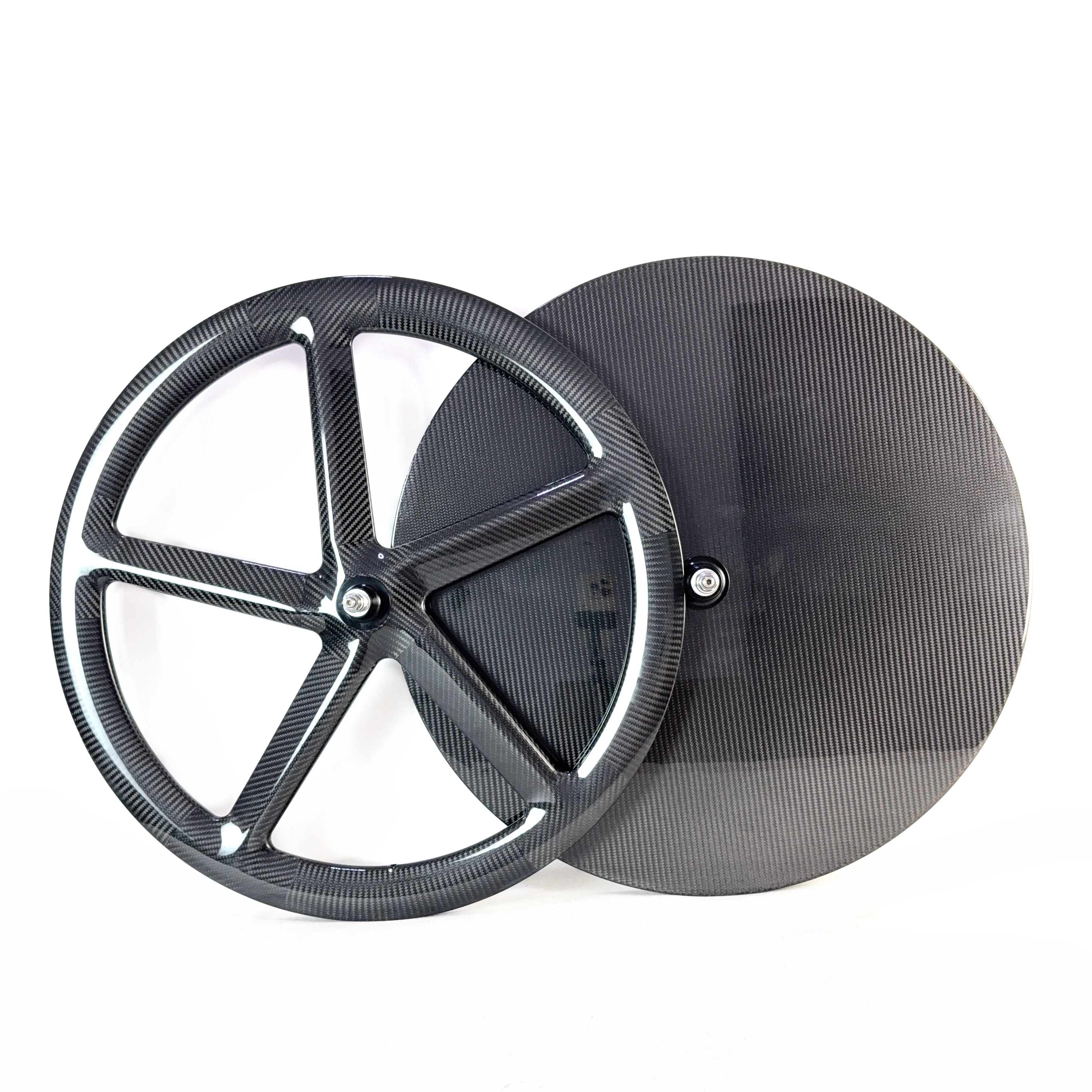 700C Road Track Fixed Gear TT Bicycle Disc Brake Wheelset New 5-Spoke Wheel and Disc Wheel Closed Wheel Depth 52mm Width 25m
