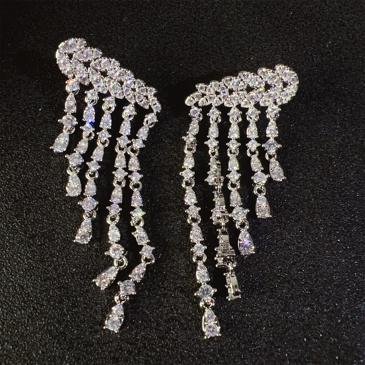 Long glitter white fringed earrings women's everyday wear accessories jewelry suitable for dating holiday wedding prom gift E342