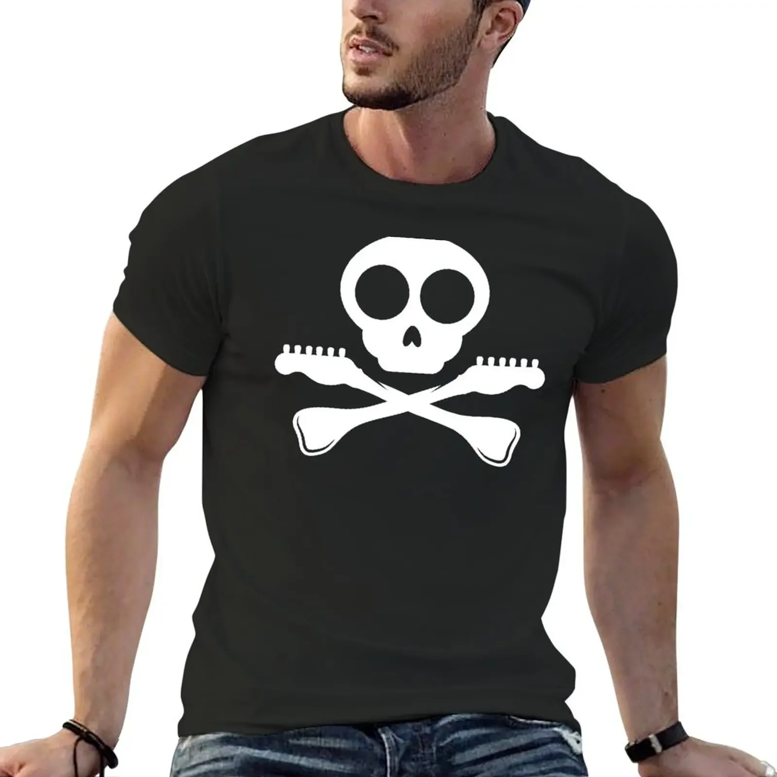 Classic Skull Crossbones T-Shirt street wear Blouse anime figures vintage t shirt men