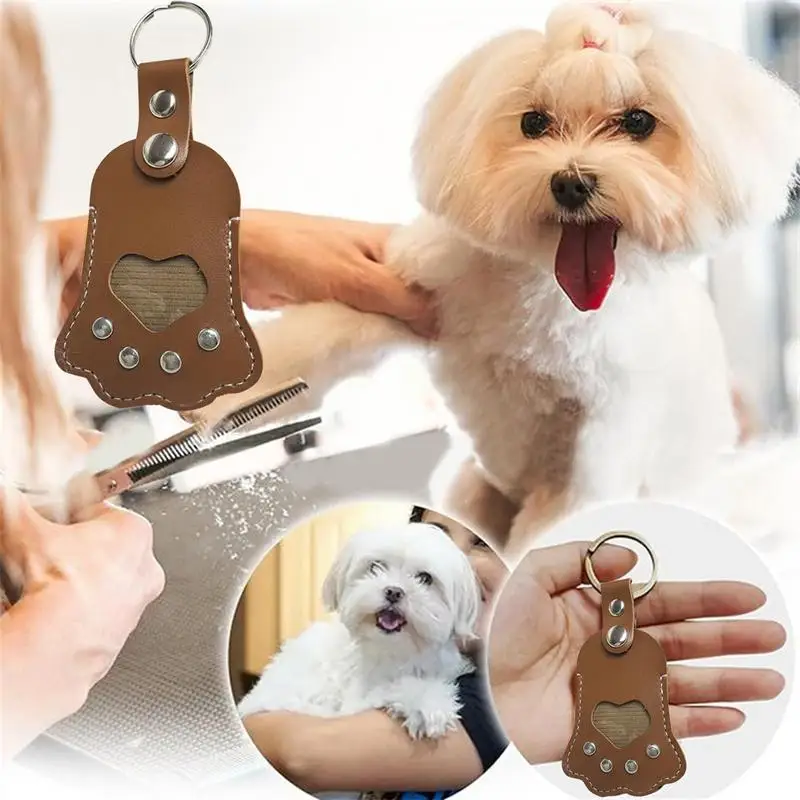 Pet Hair Memorial Keyring PU Leather Memorial Keychain For Pet Hair Storage Creative Pet Hair Keychain For Backpacks Shoulder