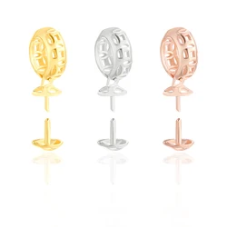 Solid 925 Sterling Silver Pendant Bails Cup Drilled Pin Pendant Connector Pendant Beads Cap for DIY Jewelry Making