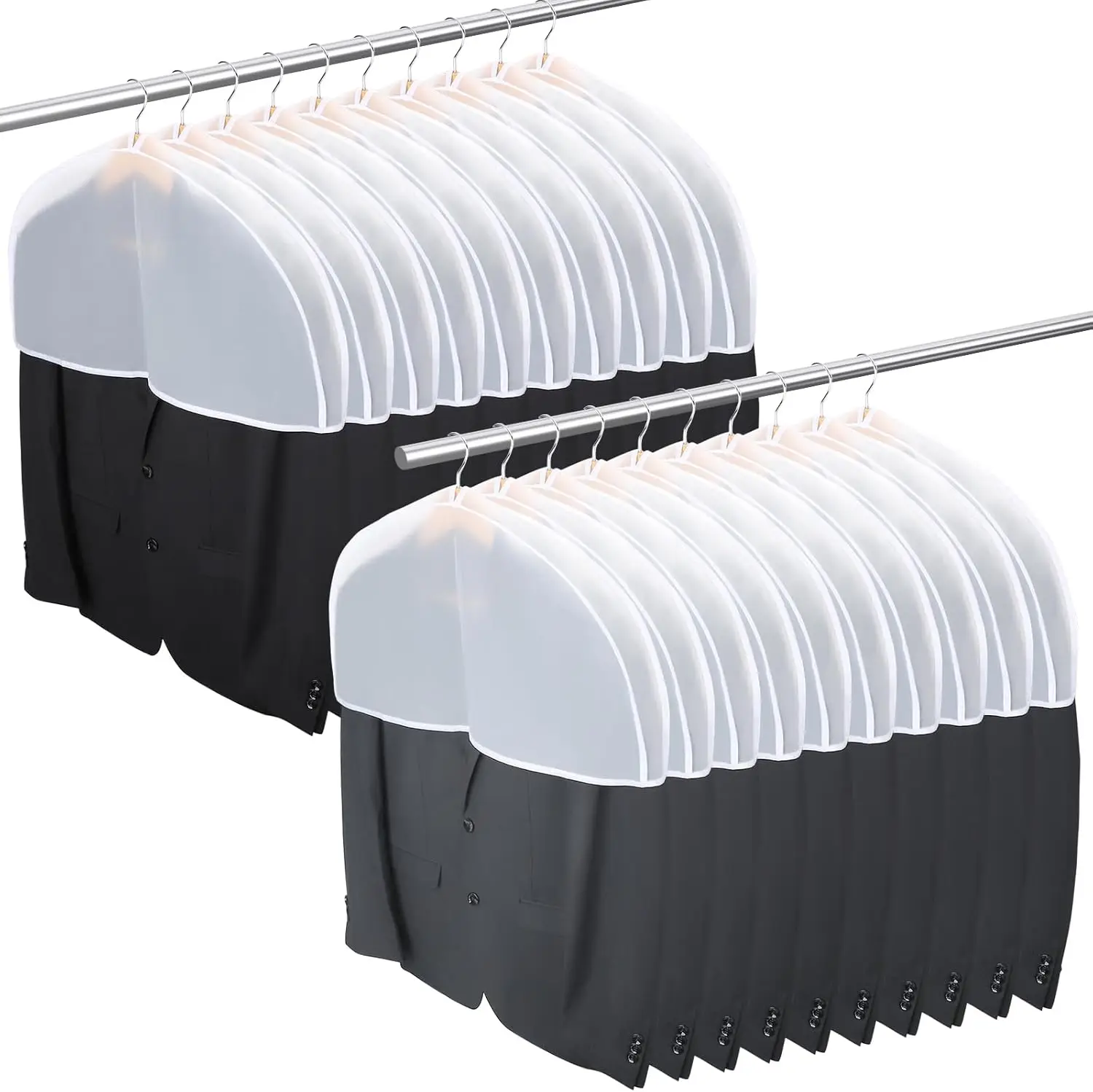 

Shoulder Covers for Hanging Clothes, 24x12x2 inch, Pack of 20, Shoulder Cover for Closet Storage, Breathable Clear Plast