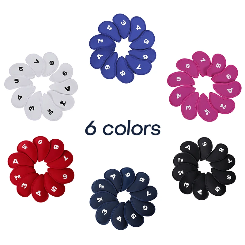 10 Pcs Neoprene Golf Iron Head Covers Club Headcovers Protector Set Universal Number Ball Cap Golf Club Accessories