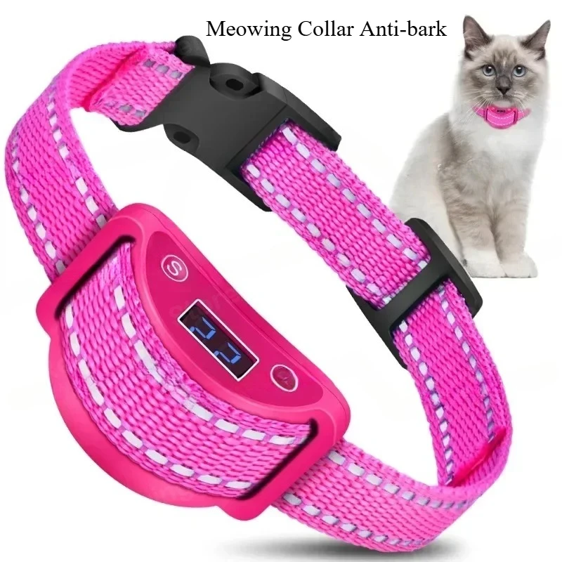 Stopper voor kattenrol Stop met miauwhalsband Antibakhalsband Automatische blaftrainer voor katten Verontrustende onderdrukker