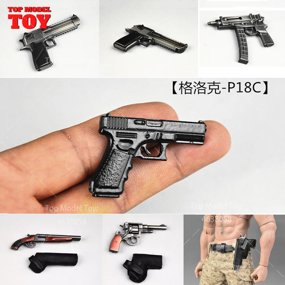 1/6 Soldier Miniature Small Gun Weapon Model MP5K R1895 P92 Colt left Wheel Glock Shotgun For 12