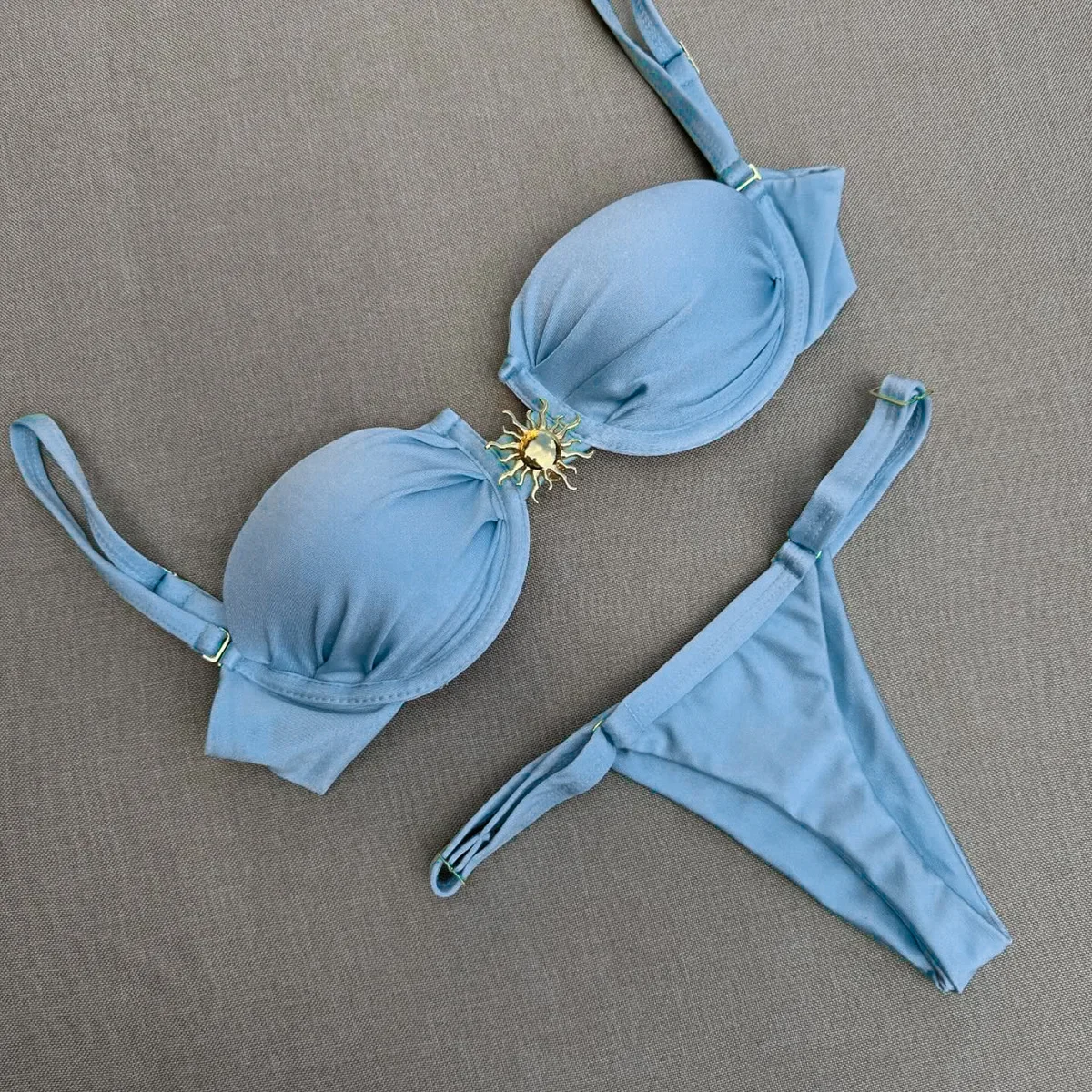 Three-Piece Swimsuit 2025 New Bikini Sexy Solid Color Split Women's Swimwear for Women