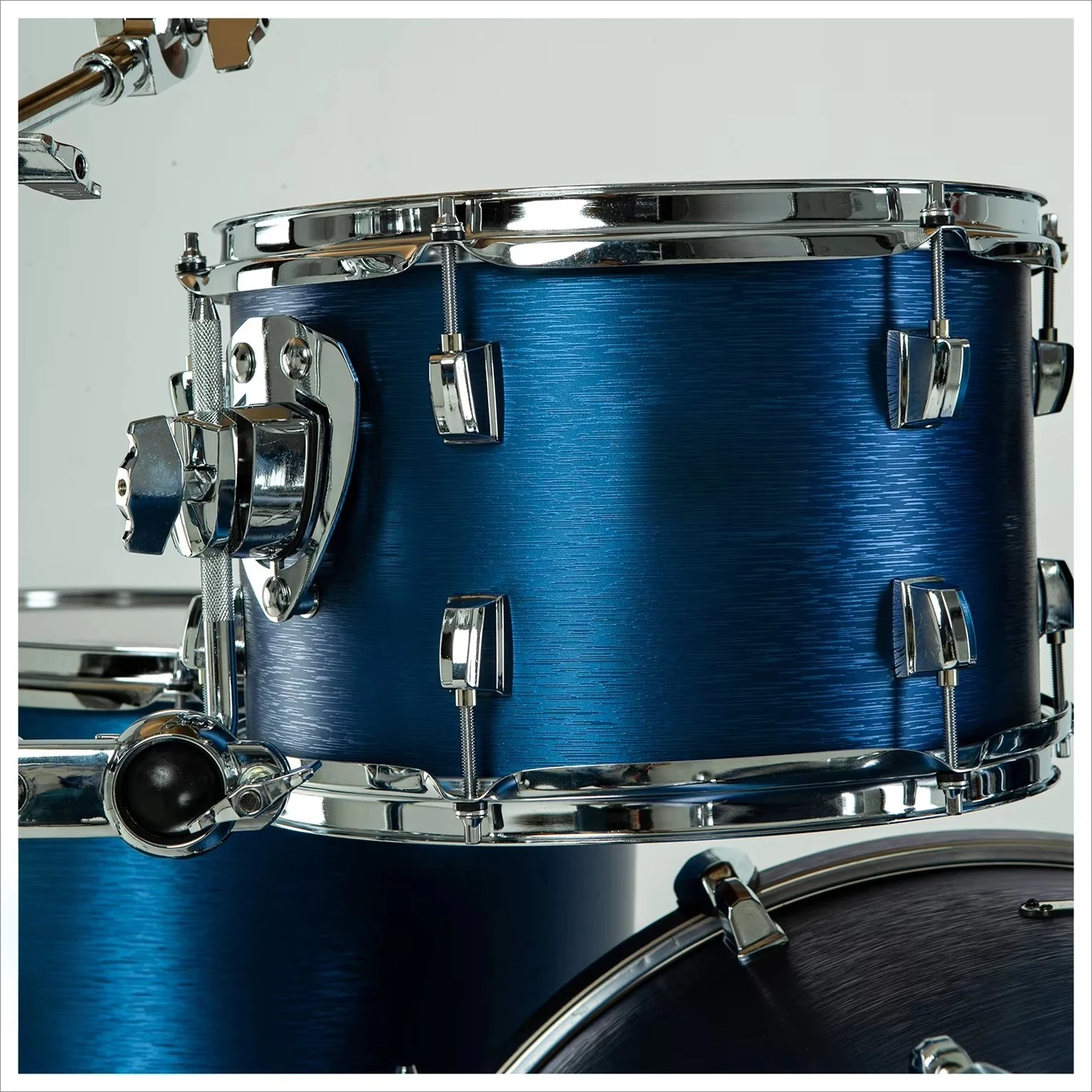 Brand Wrapped Poplar Wood Shell Deep Blue Acoustic Drum Set for Drummers with Heads
